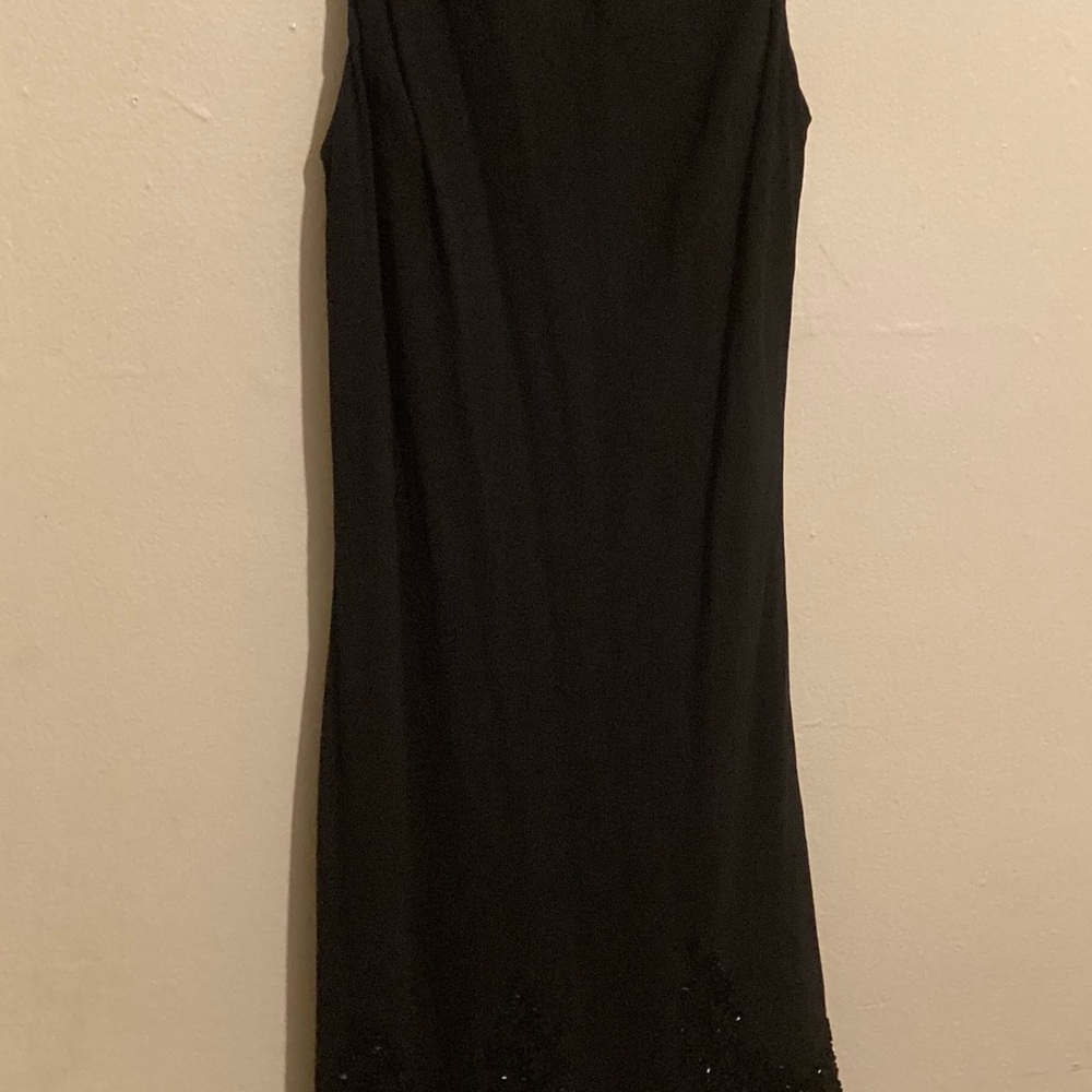 Jones New York Black Sheath Cocktail Midi Dress with Scoop Neck